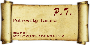 Petrovity Tamara névjegykártya